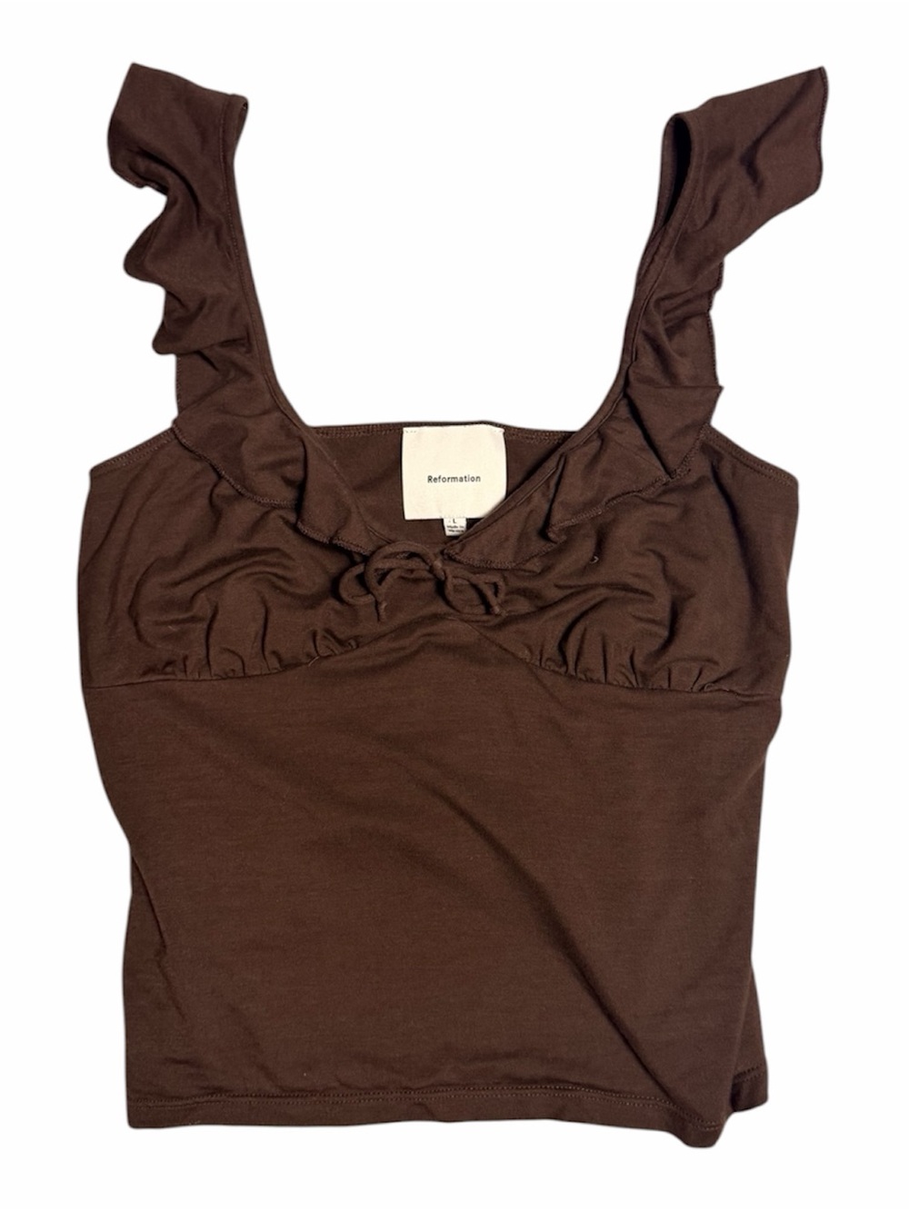 Reformation Brown Ruffled Strap Camisole